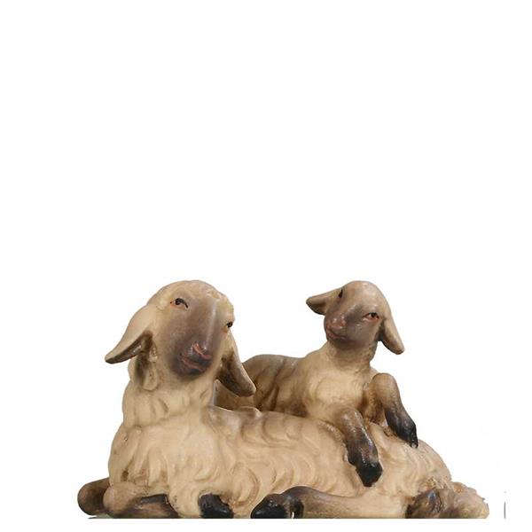 Schaf liegend mit Lamm am Rücken SCHWARZ-WEIß Schaf liegend mit Lamm am Rücken SCHWARZ-WEIß