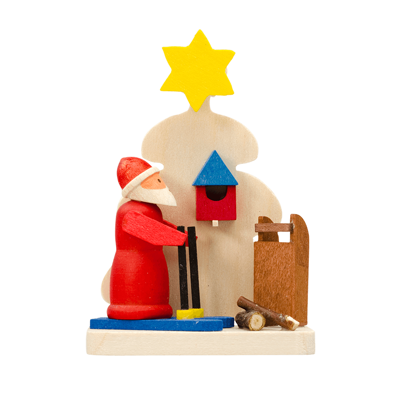 Baum-Weihnachtsmann mit Schneeschuhen Baum-Weihnachtsmann mit Schneeschuhen