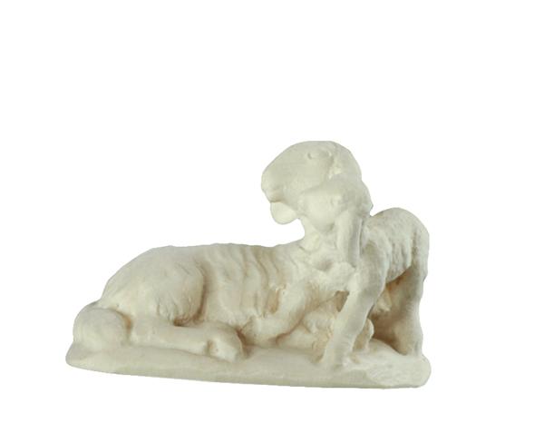 Schaf liegend mit Lamm stehend Schaf liegend mit Lamm stehend