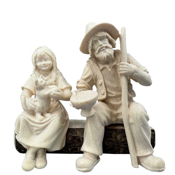 Mädchen mit Hirten auf Bank