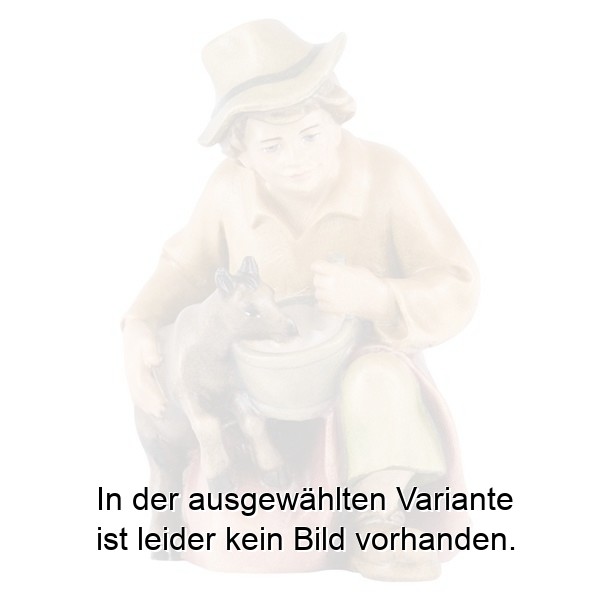 Hirt kniend mit Ziege