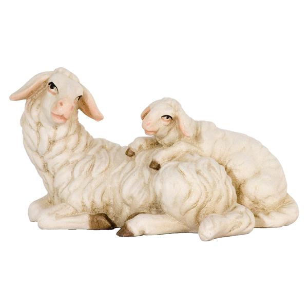 Schaf liegend mit Lamm Schaf liegend mit Lamm