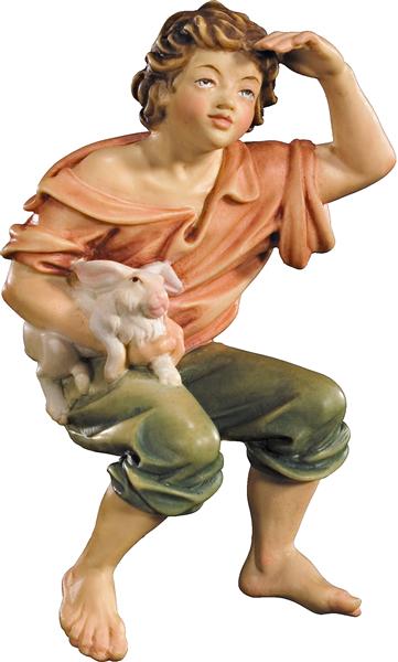 Hirt sitzend mit Kaninchen