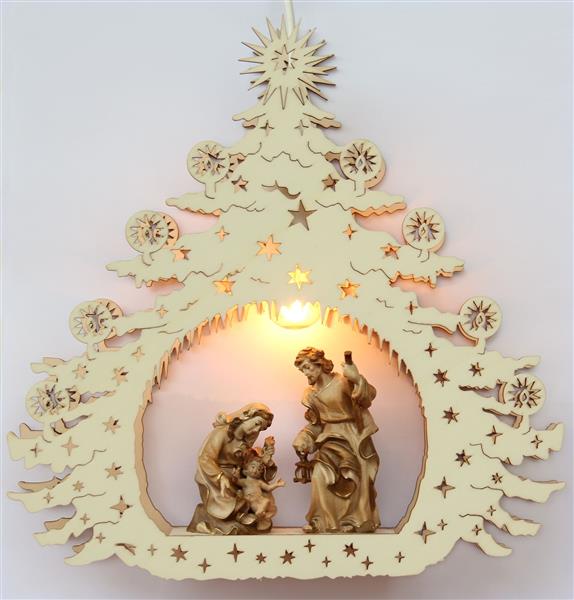 Hl. Familie im Weihnachtsbaum mit elektr. Beleuchtung Hl. Familie im Weihnachtsbaum mit elektr. Beleuchtung