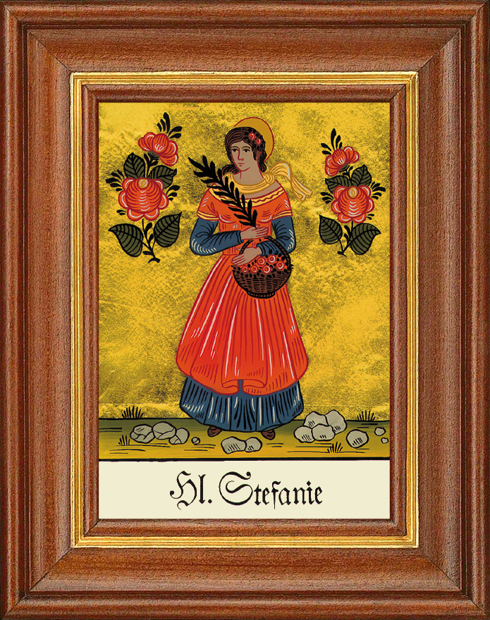 Hl. Stefanie - Hinterglasbild Hl. Stefanie - Hinterglasbild