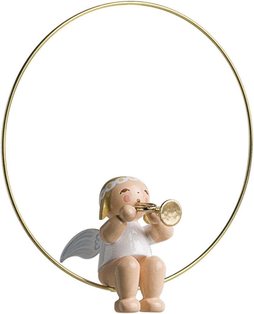 Christbaumengel im Ring mit Trompete