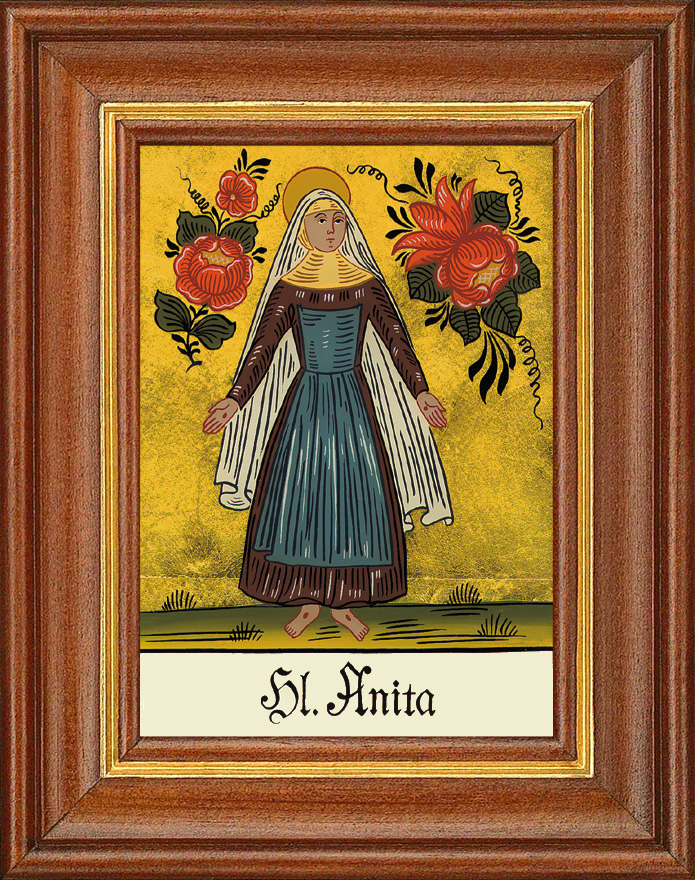 Hl. Anita - Hinterglasbild Patronatsbild Namenspatron mit Heiligennamen - 12,5 x 16 cm
