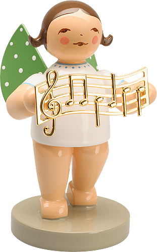 Komponist Engel mit Notenlinie vergoldet