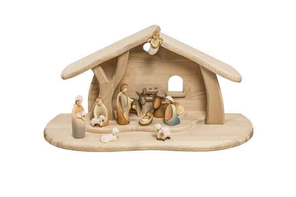 Fabelkrippe Set 10-teilig mit Krippenstall schlicht