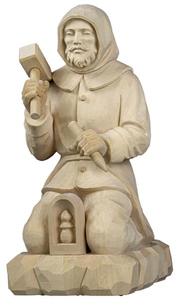 Berghäuer kniend mit Hammer und Meisel Berghäuer kniend mit Hammer und Meisel