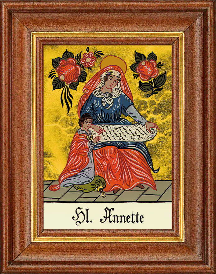 Hl. Annette - Hinterglasbild Patronatsbild Namenspatron mit Heiligennamen - 12,5 x 16 cm