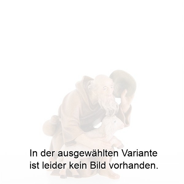 Hirt kniend mit Hut und Lamm
