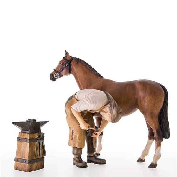 Schmied mit Pferd und Amboss