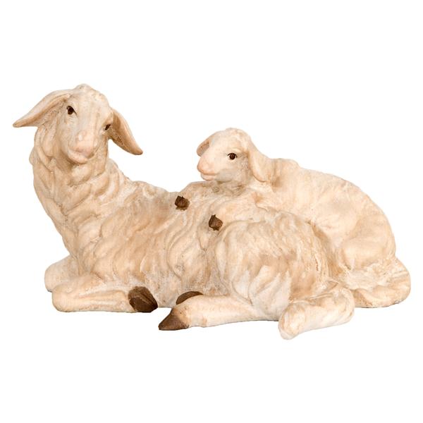 Schaf liegend mit Lamm