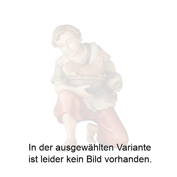 Hirt kniend mit Henne