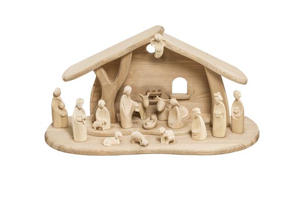 Fabelkrippe Set 15-teilig mit Krippenstall schlicht