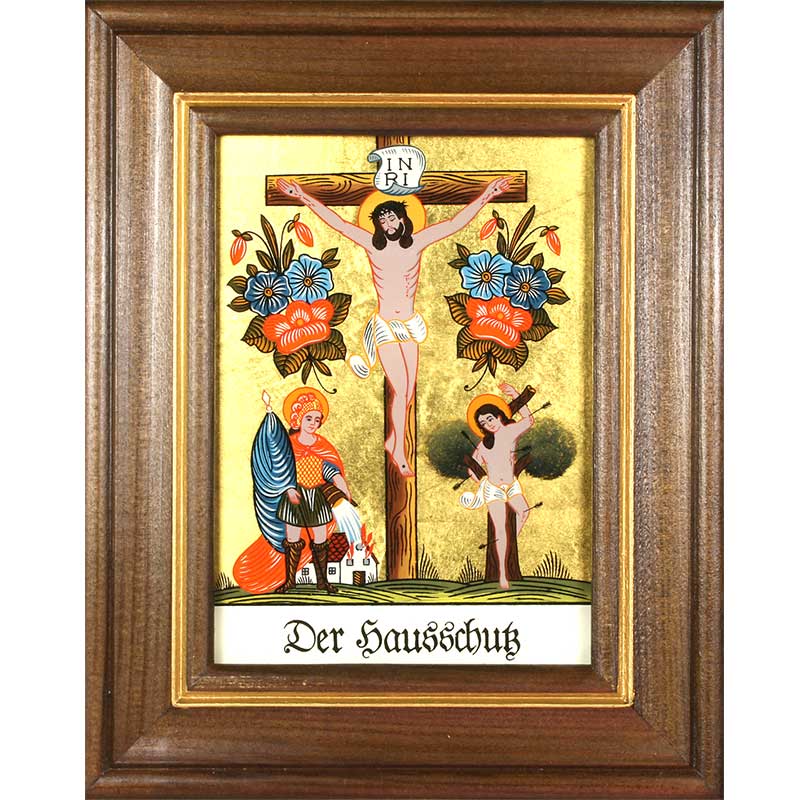 Hausschutz II - Florian und Sebastian - Hinterglasbild Patronatsbild Namenspatron