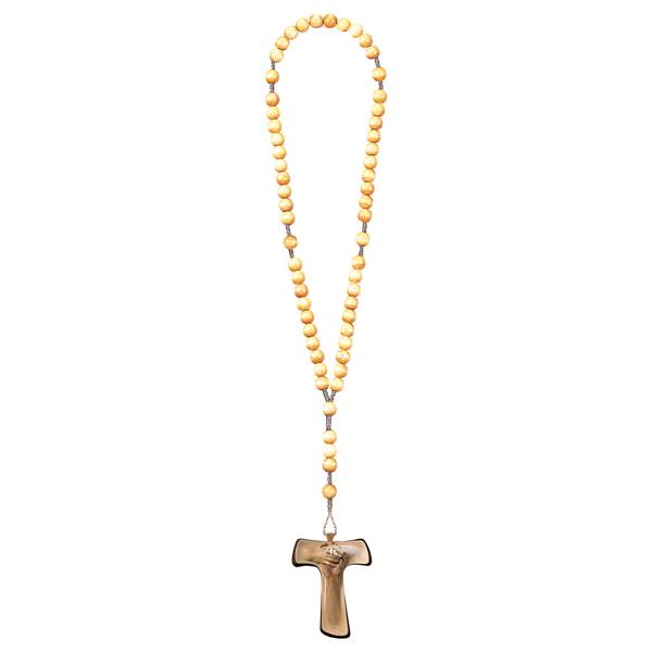 Rosenkranz Holzton mit Kreuz des Frieden Tau