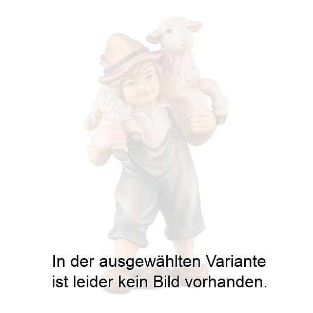 Hirtenjunge mit Schäfchen auf Schulter