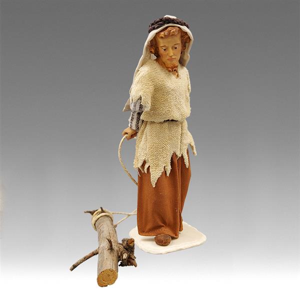 Hirt mit Holzstamm ziehend Hirt mit Holzstamm ziehend