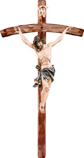 Alpenchristus blau mit gebogenem Kreuz