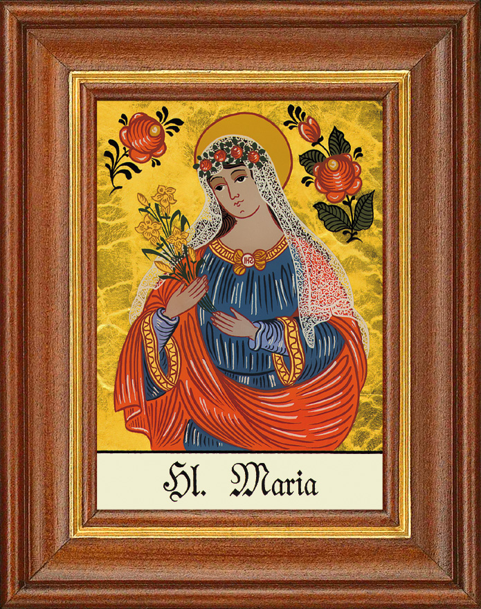Hl. Maria mit Schleier - Hinterglasbild Hl. Maria mit Schleier - Hinterglasbild