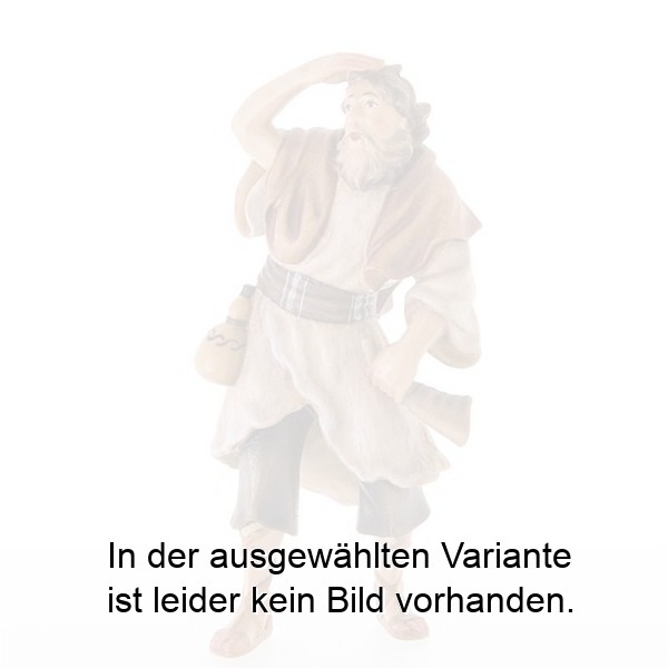 Hirt mit Hand an Stirn haltend und Horn