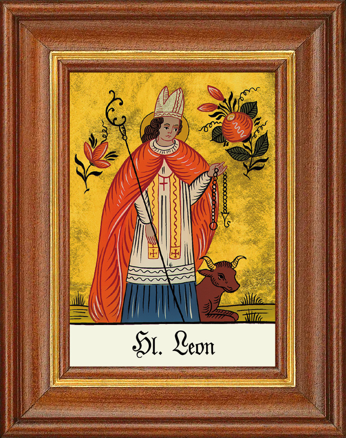 Hl. Leon - Hinterglasbild Hl. Leon - Hinterglasbild