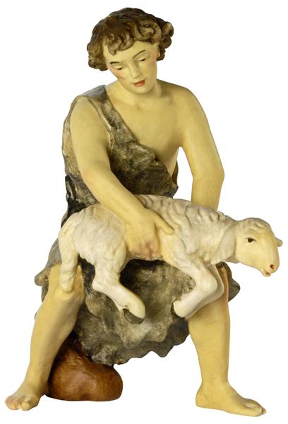 Hirte gebeugt mit Schaf