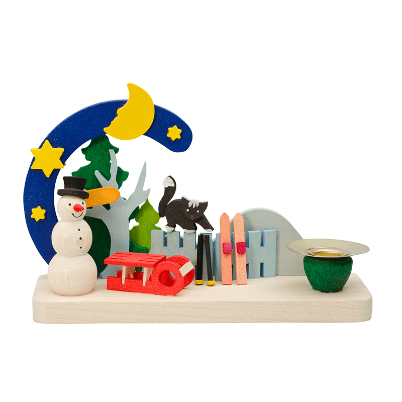 Leuchter Schneemann mit Katze