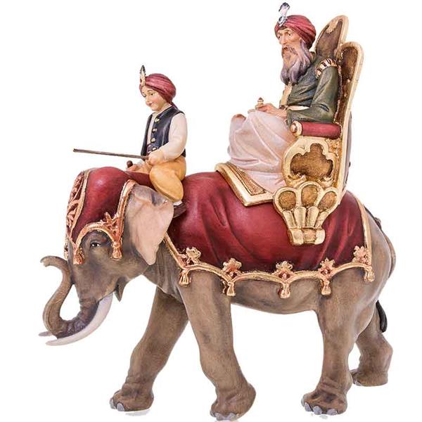 König reitend mit Elefant und Treiber