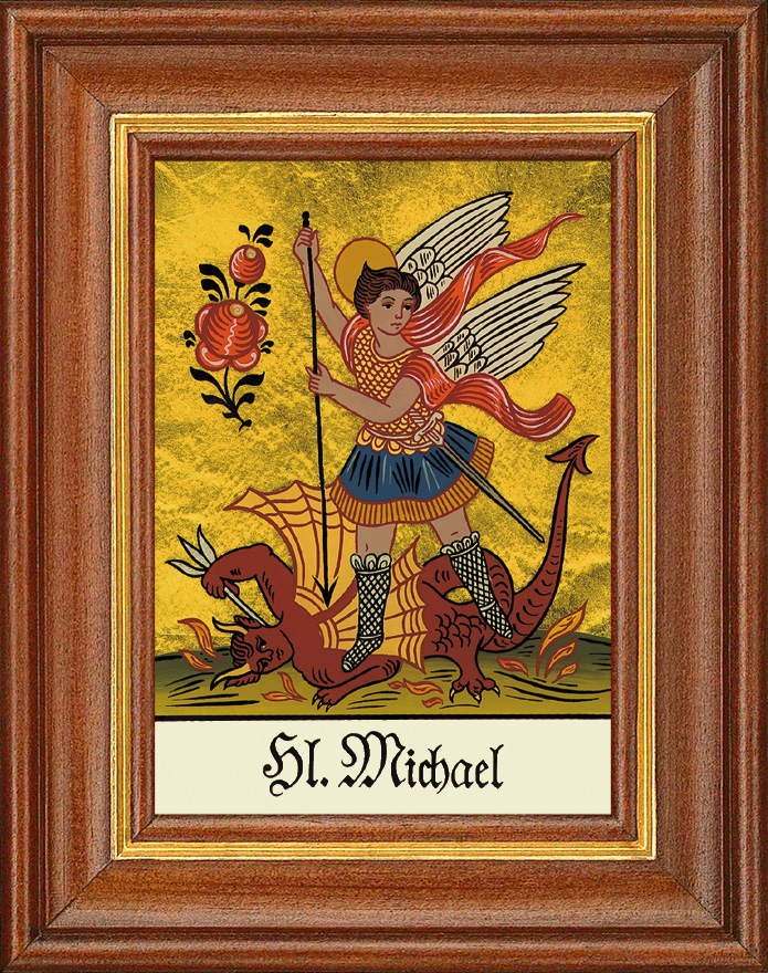 Hl. Michael Drache - Hinterglasbild Hl. Michael Drache - Hinterglasbild