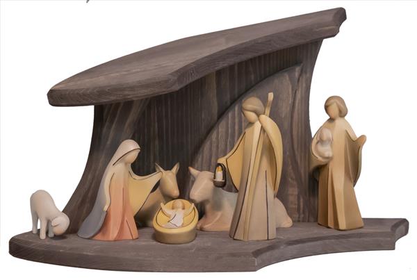 Design Familienstall grau mit Aram Krippenfiguren 8 tlg.