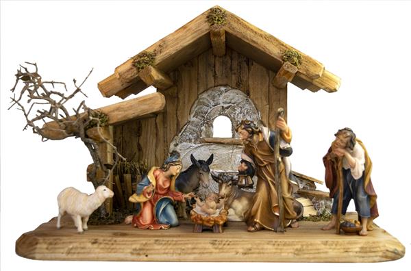 Familienstall mit 7 Krippenfiguren Nazareth