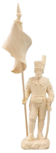 Schneeberger Obersteiger mit Bergmannfahne gelb-schwarz Schneeberger Obersteiger mit Bergmannfahne gelb-schwarz