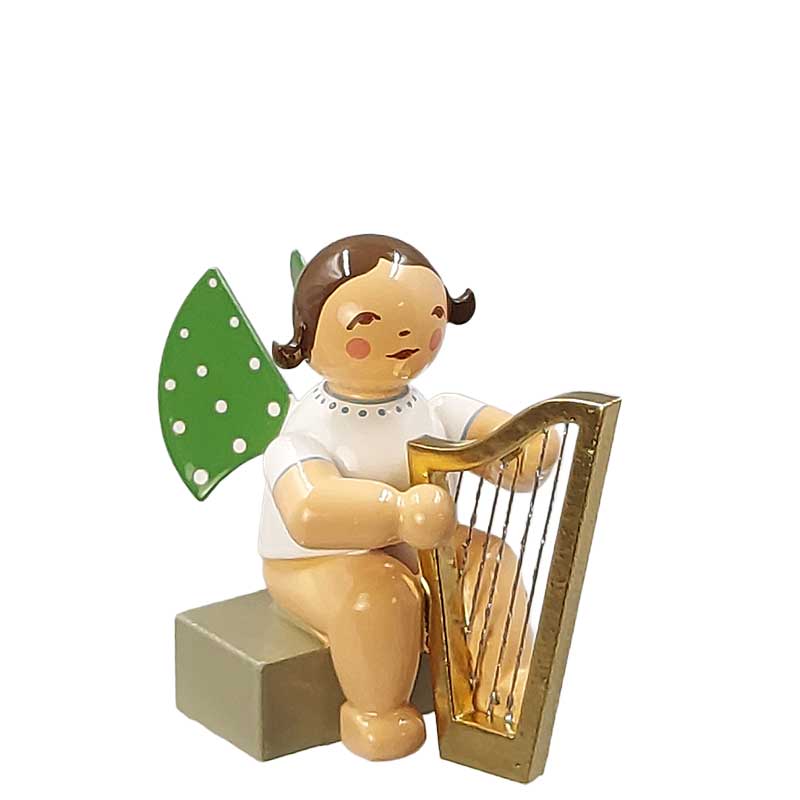 Engel mit Harfe groß sitzend
