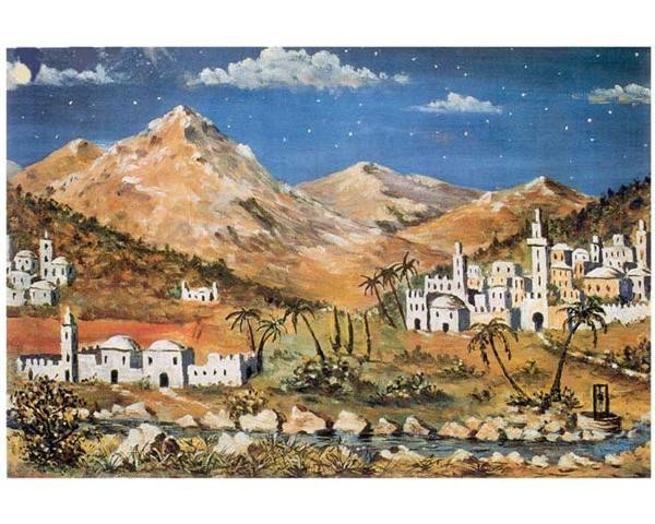 Krippenhintergrund Papier Orient "Tag, Berge"