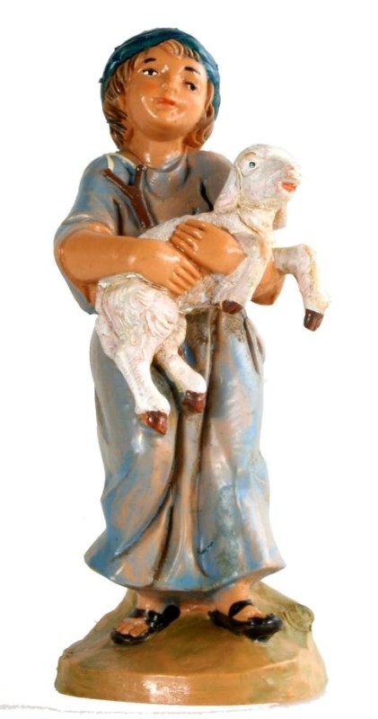 Hirtenmädchen mit Schaf im Arm