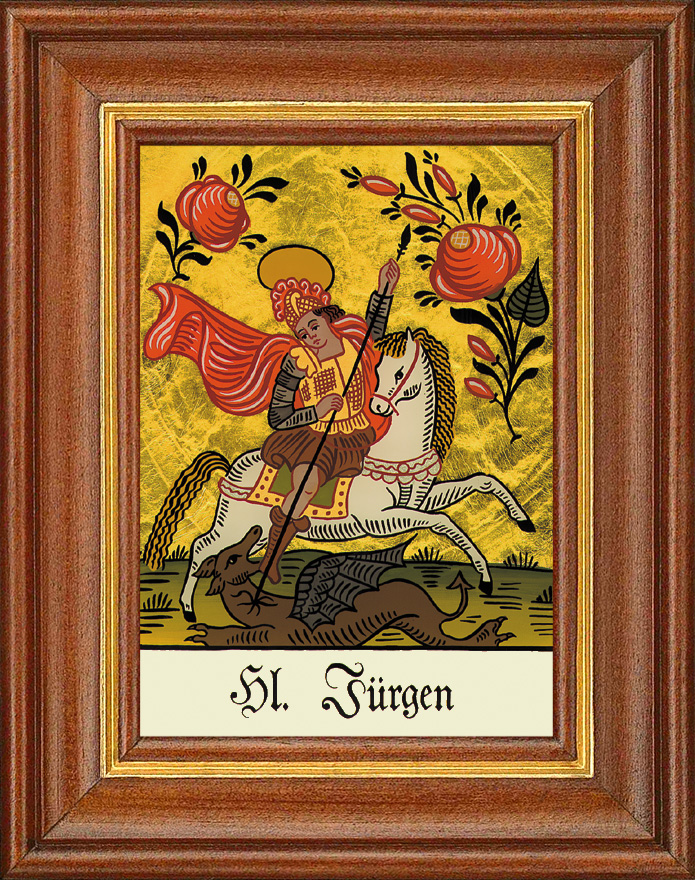 Hl. Jürgen - Hinterglasbild Hl. Jürgen - Hinterglasbild