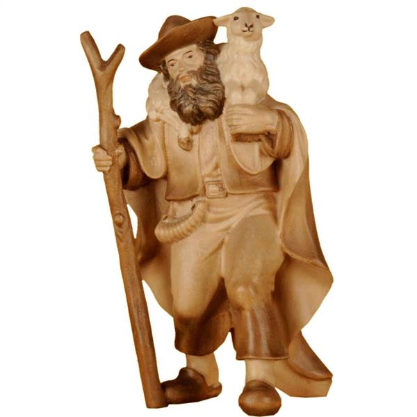 Schäfer mit Schaf auf Schulter Schäfer mit Schaf auf Schulter