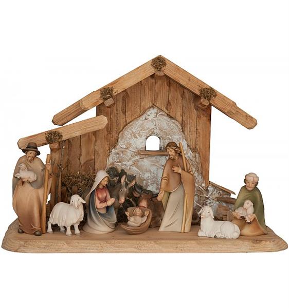 Morgensternkrippe 9 Figuren mit Stall für Familie