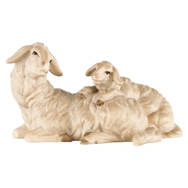 Schaf liegend mit Lamm Schaf liegend mit Lamm