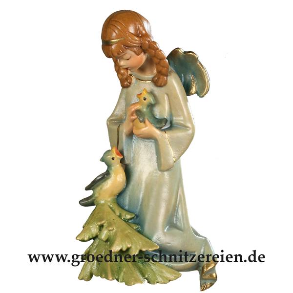Reliefengel blau mit Vogel