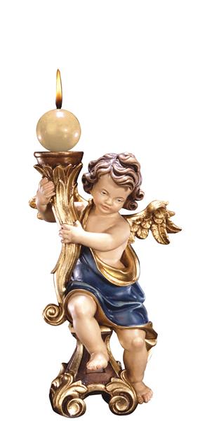 Cäcilienputte blau mit Sockel und Kerze Cäcilienputte blau mit Sockel und Kerze