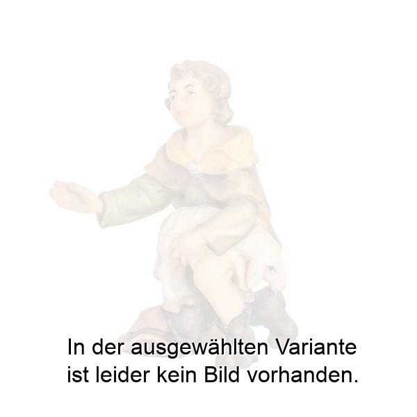 Hirt kniend mit Schaf