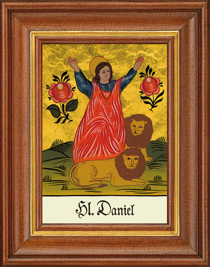 Hl. Daniel - Hinterglasbild Patronatsbild Namenspatron mit Heiligennamen - 12,5 x 16 cm