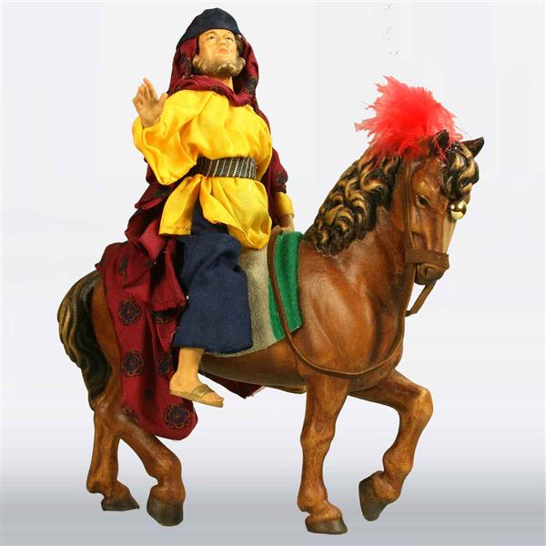 Reiter in gelb auf Pferd orient. bekl.