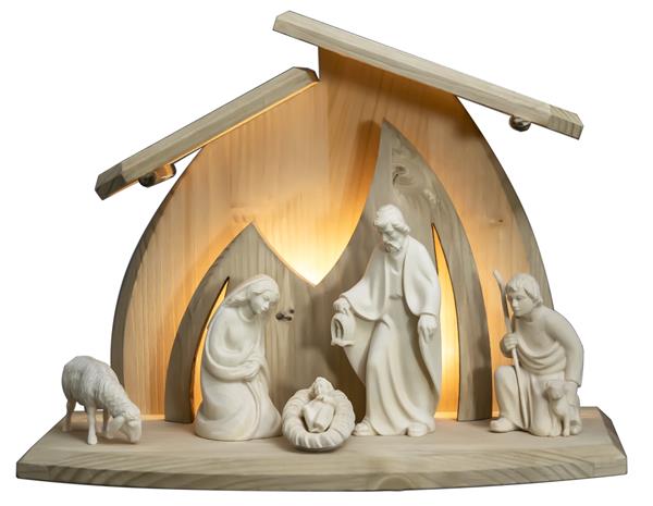 LED Familienstall Altea + Rudolfkrippenfiguren 5 tlg. LED Familienstall Altea + Rudolfkrippenfiguren 5 tlg.