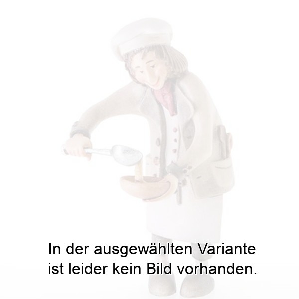 Koch mit Schöpflöffel und Suppenteller Koch mit Schöpflöffel und Suppenteller