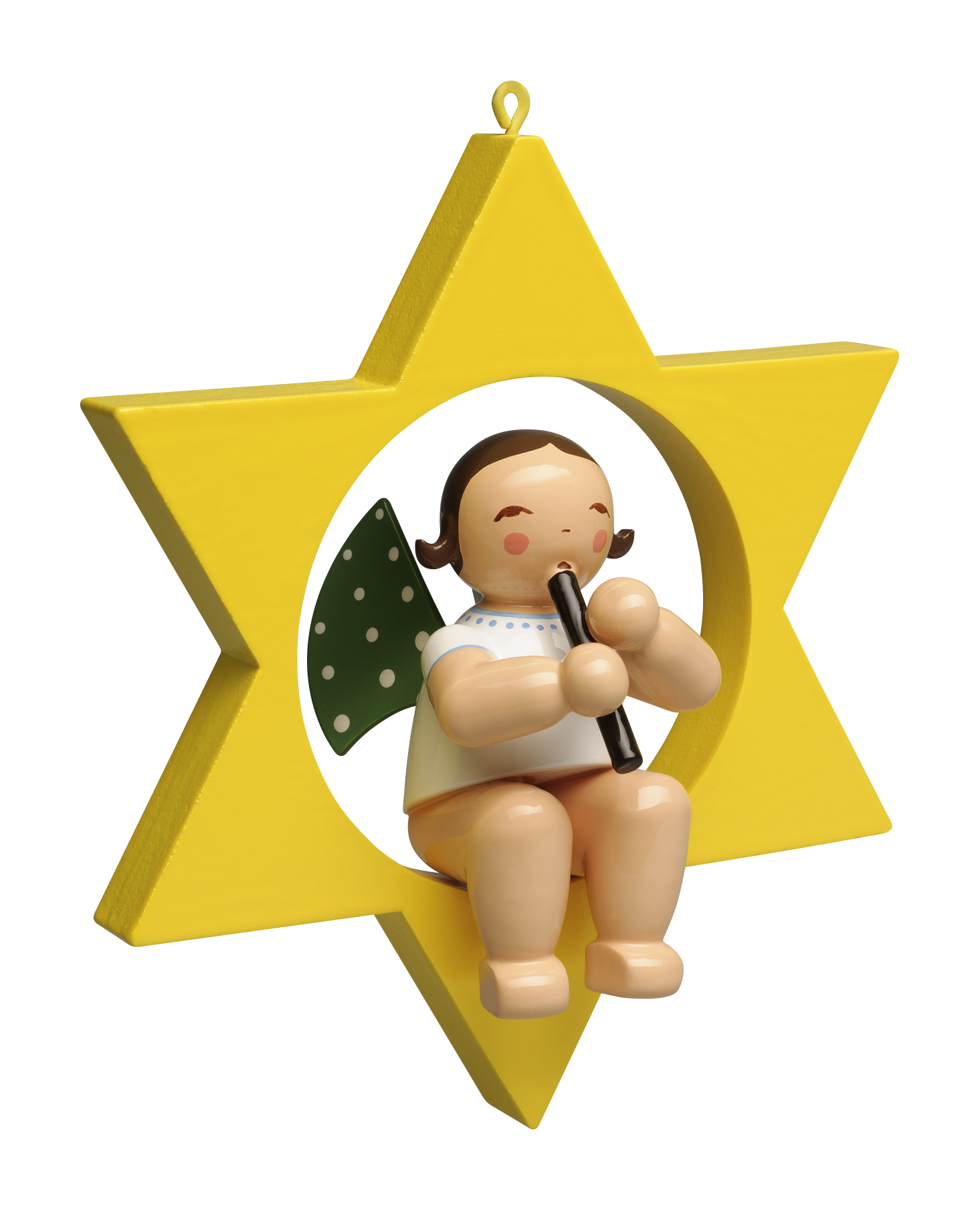 Engel mit Blockflöte im Stern